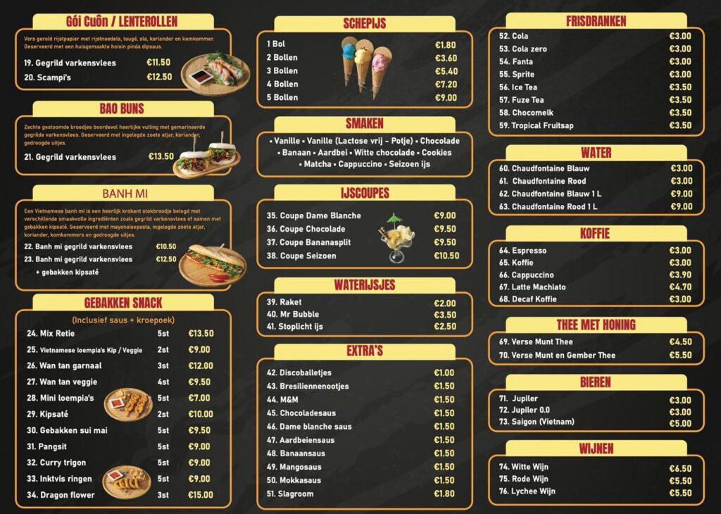 Restaurantmenu Pho Retie